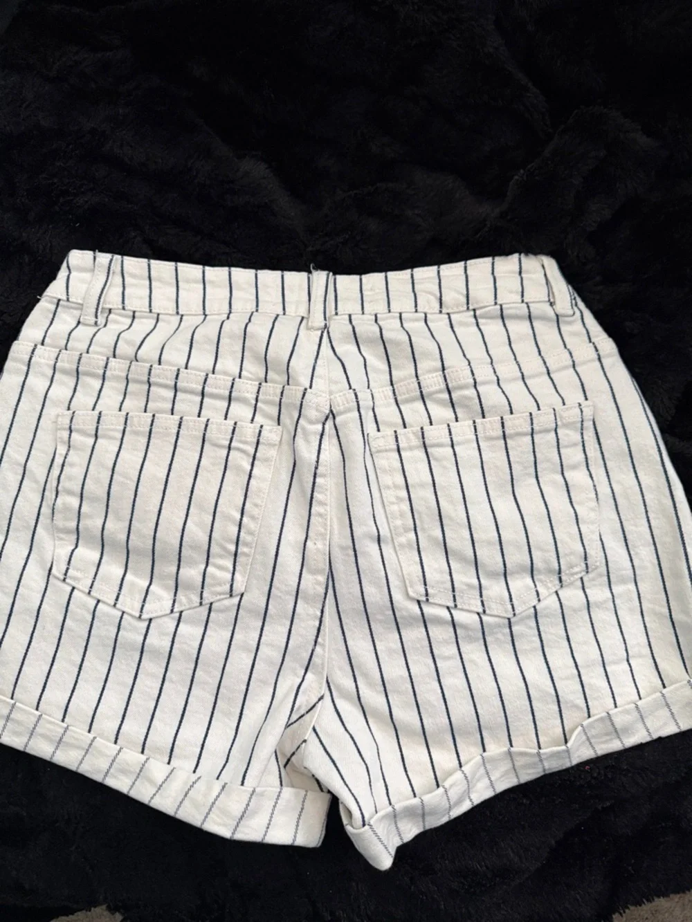 Primark White Shorts with Navy Pinstripes